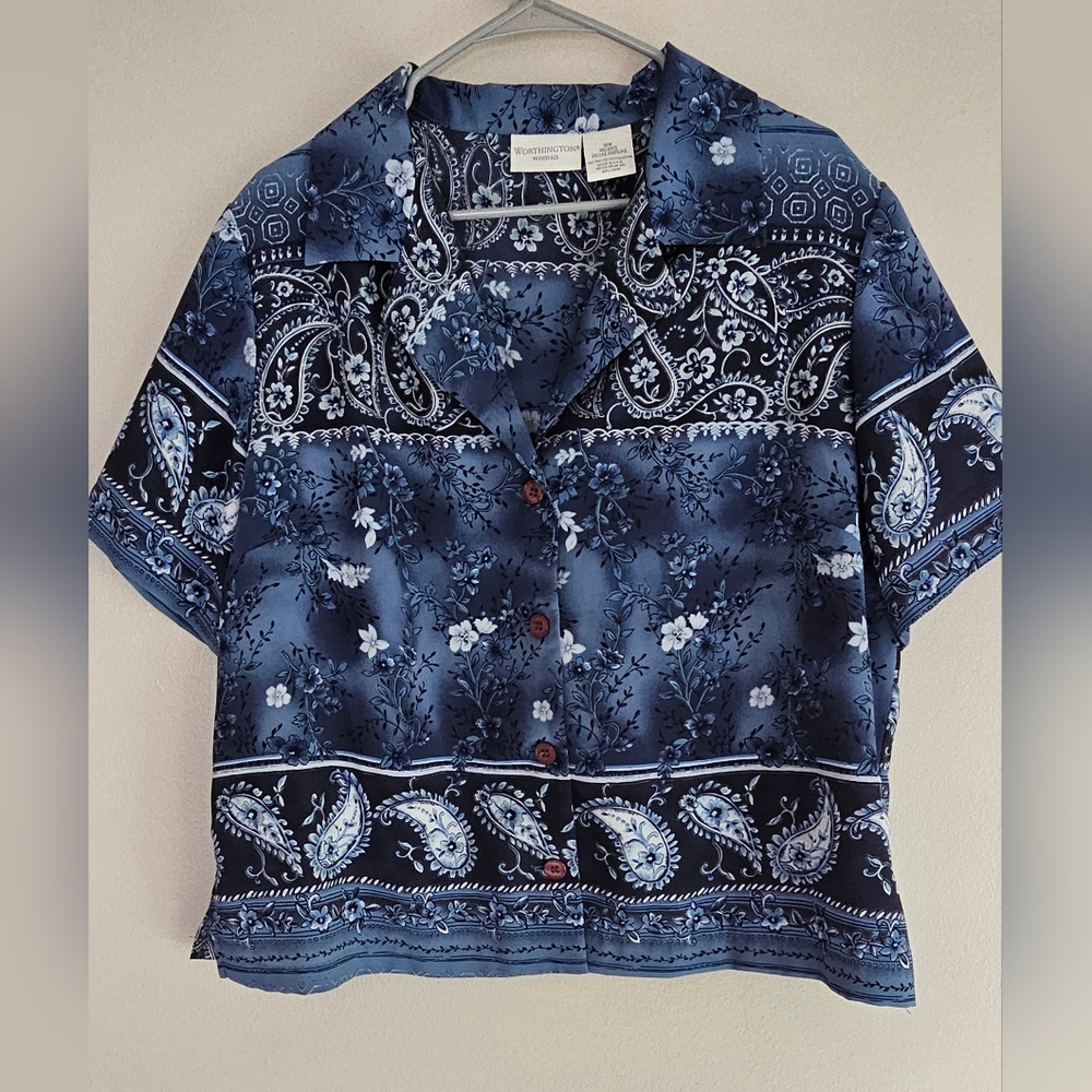 Women's Button Down Paisley Floral Blouse